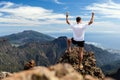 Trail runner success, man running in mountains Royalty Free Stock Photo