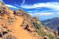 Trail runner woman, walking in mountains Royalty Free Stock Photo