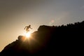 Trail running athlete runing in the Mountain, at sunset Royalty Free Stock Photo