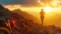 Trail Running at Sunset AIG41 Royalty Free Stock Photo