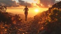 Trail Running at Sunset AIG41 Royalty Free Stock Photo