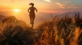 Trail Running at Sunset AIG41 Royalty Free Stock Photo