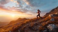 Trail Running at Sunset AIG41 Royalty Free Stock Photo