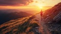 Trail Running at Sunset AIG41 Royalty Free Stock Photo