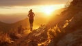 Trail Running at Sunset AIG41 Royalty Free Stock Photo