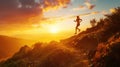 Trail Running at Sunset AIG41 Royalty Free Stock Photo