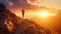 Trail Running at Sunset AIG41 Royalty Free Stock Photo