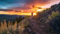 Trail Running at Sunset AIG41 Royalty Free Stock Photo