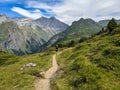 trail running in the valais alps. Beautiful hiking trails in Switzerland. Cabane Brunet. Swiss Alps. trailrunning