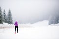 Trail running woman in winter mountains Royalty Free Stock Photo