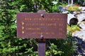 Trail Sign on Lake Cuberant hiking backpacking trail in Uinta Mountains from Pass Lake Trailhead, Utah