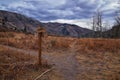 Trail Sign on the Y trail, Provo Peak hiking trail by Y Mountain, up Slide Canyon and Slate Canyon, Wasatch Front Rocky Mountains, Royalty Free Stock Photo