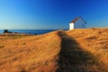 Last Evening Light on Historic Foghorn Station, East Point, Saturna Island, Gulf Islands National Park, British Columbia, Canada Royalty Free Stock Photo