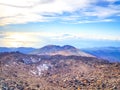 Trail at the top of the Teide with view of the caldera and the island of Tenerife