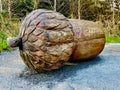 Giant wooden acorn sculpture at The Land of the Giants, Clare Lake, Claremorris