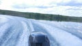 Trail on water surface behind of fast moving motor boat. the motor of motor boat, back view. Sea water ship trail with Royalty Free Stock Photo