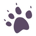 Trail of a wolf, dog, tiger, wild animal with claws. Paw print silhouette isolated on white background. Vector illustration for Royalty Free Stock Photo