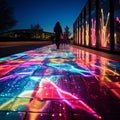 Trailblazers: A Dynamic Pathway of Illuminated Footprints Royalty Free Stock Photo