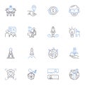 Trailblazing creation line icons collection. Innovate, Pier, Invent, Build, Imagine, Design, Revolutionize vector and