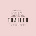 trailer adventure line art logo vector symbol illustration design Royalty Free Stock Photo