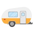 Trailer caravan, motorhome, mobile home for country vacation. Side view camping trailers