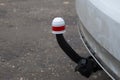 Trailer coupling.Installing a towbar on a passenger car.Cargo transportation by passenger car Royalty Free Stock Photo