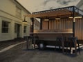 Trailer food truck Mockup, vintage hot dog market