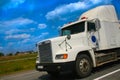 Trailer goes on country road Royalty Free Stock Photo