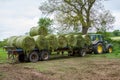 Trailer loaded with hay bales