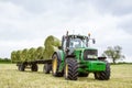 Trailer loaded with hay bales