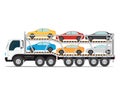 The trailer transports cars with new auto. Royalty Free Stock Photo