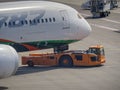 Trailer Truck for Moving and Parking Aircraft within the Airport