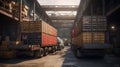 Trailer Truck Parked Loading at Dock Warehouse. Generative AI Royalty Free Stock Photo