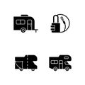 Trailer for van lifestyle black glyph icons set on white space