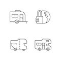 Trailer for van lifestyle linear icons set