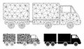 Trailer Vector Mesh Carcass Model and Triangle Mosaic Icon
