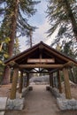 The trailhead entrance to the General Sherman Tree trail in Sequoia National Park in California.