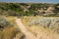 Trailhead into the Painted Canyon Nature Trail in the badlands at Theodore Roosevelt National Park in North Dakota