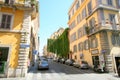 City street with trailing green plant