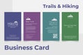Trails and hiking vertical business card collection realistic vector illustration. Travel, discovery Royalty Free Stock Photo