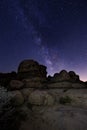 Trails and Milky Way in Joshua Tree National Park Royalty Free Stock Photo