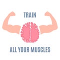 Train all your muscles motivational poster with brain and strong arms