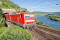 Train along river Moselle in Germany Royalty Free Stock Photo