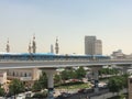 Train approaching Oud Metha Metro Station in Dubai Royalty Free Stock Photo