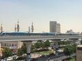 Train approaching Oud Metha Metro Station in Dubai Royalty Free Stock Photo