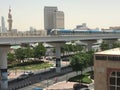 Train approaching Oud Metha Metro Station in Dubai Royalty Free Stock Photo