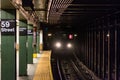 A train approaching the platform at Columbus Circle subway station in Manhattan, New York City Royalty Free Stock Photo