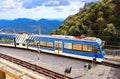 Train arrives to famous Montserrat monastery Royalty Free Stock Photo