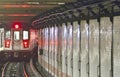 Train arrives in the underground station, New York