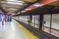 Train arrives in the underground station in New York Royalty Free Stock Photo